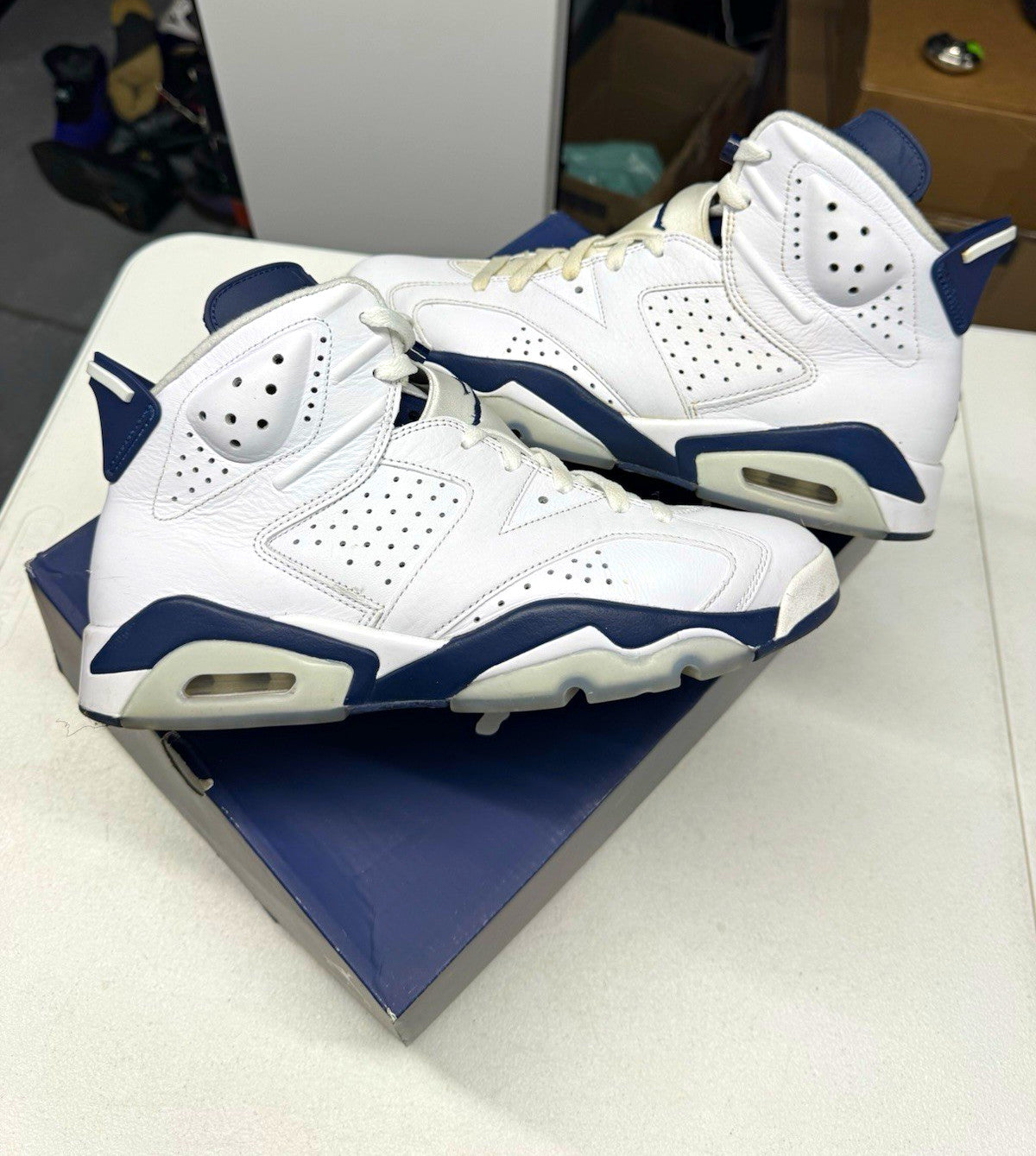 Jordan Air Jordan 6 Retro Men's Sneakers White/Midnight Navy SIZE 9.5