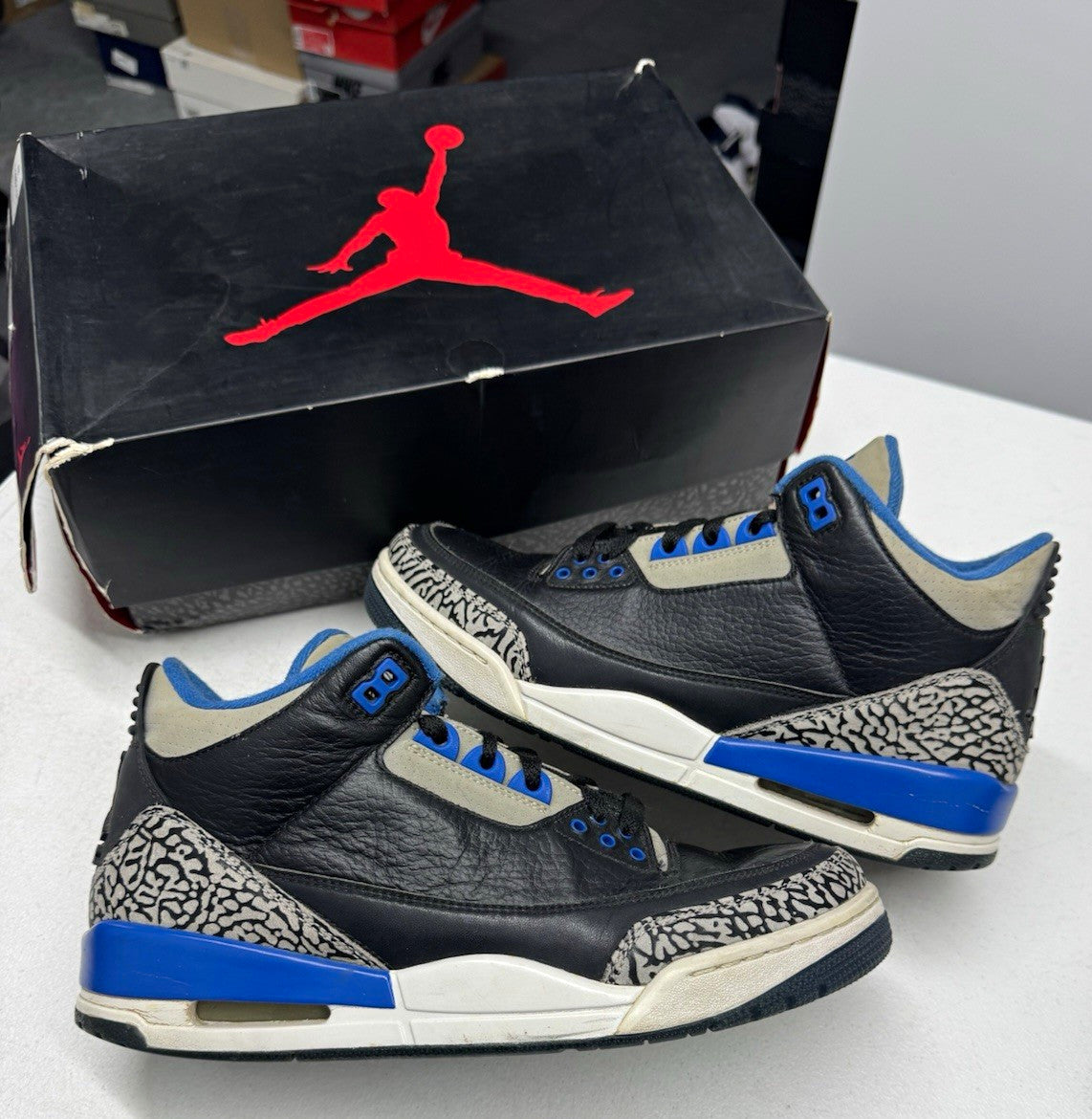 Jordan Air Jordan 3 Retro Sport Blue 2014 Black/Wolf Grey SIZE 9