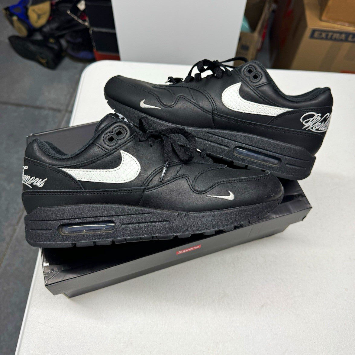 Nike Supreme x Air Max 1 '87 SP Men's Sneakers Black/White SIZE 8