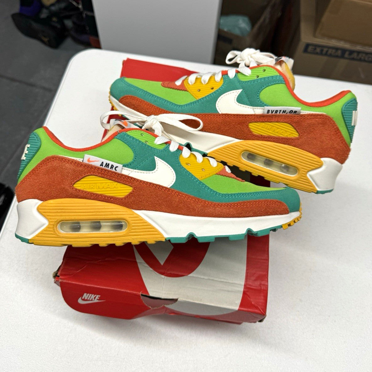 Nike Air Max 90 SE Running Club Roma Green/Sail/Orange SIZE 11