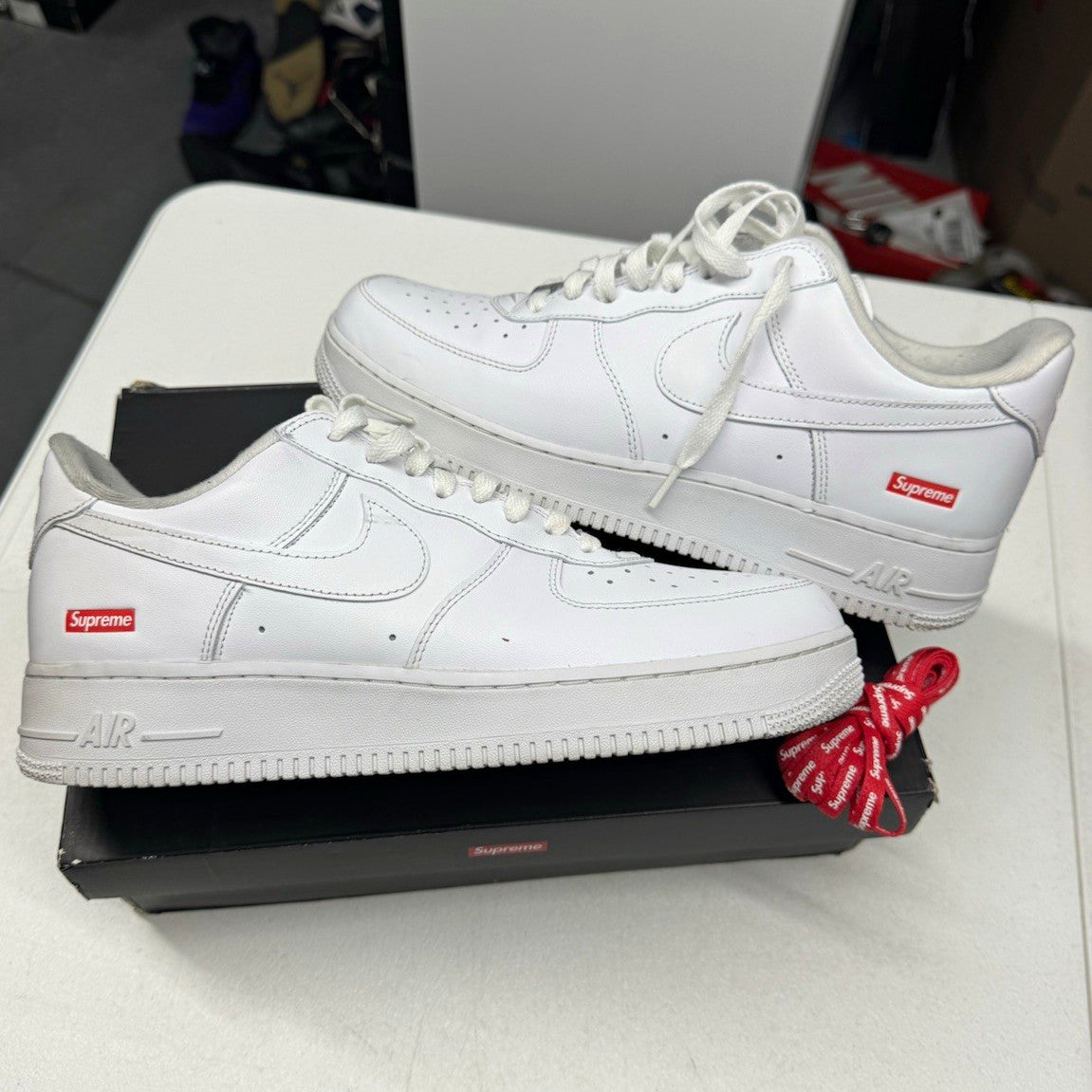 Nike Air Force 1 Low Supreme Box Logo White/White Sneakers 2020 SIZE 10.5