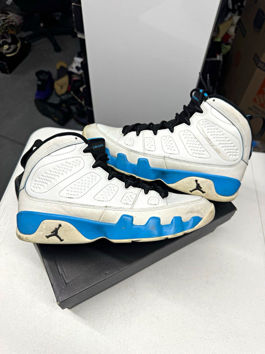Jordan Air Jordan 9 White/Blue/Black Leather POWDER BLUE SIZE 10