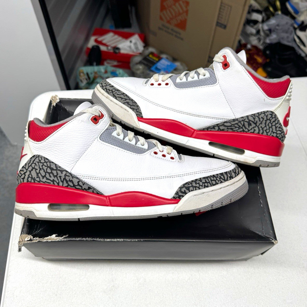Jordan Air Jordan 3 Retro Fire Red Men's Sneakers White/Red Size 12