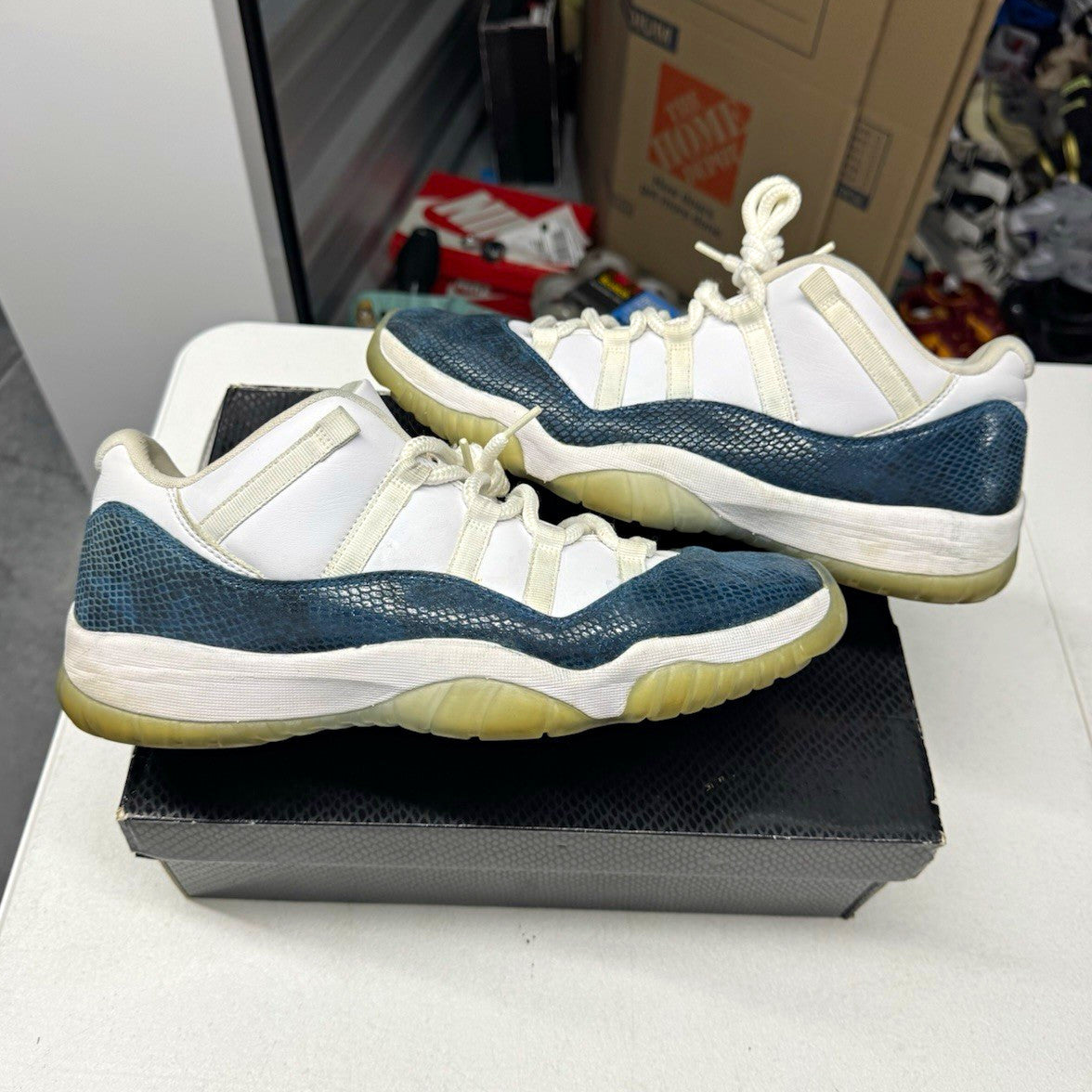 Jordan Air Jordan 11 Retro Low Snakeskin White/Black/Navy 2019 SZ13