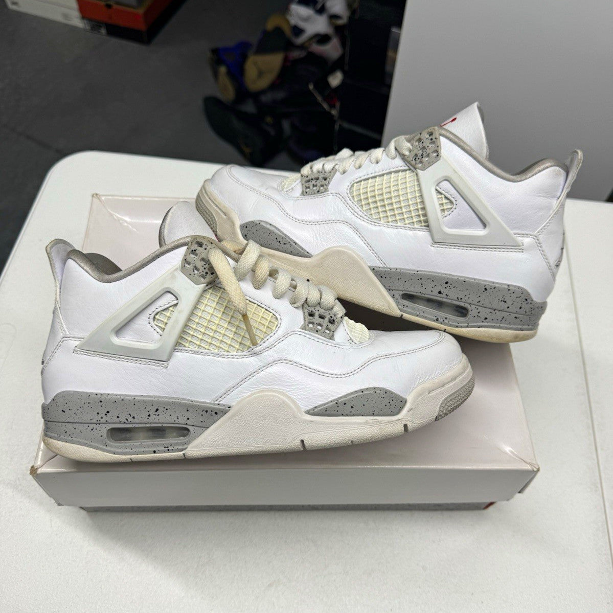 Jordan Air Jordan 4 Men's Mid Top Leather Sneakers White/Gray OREO SIZE 8