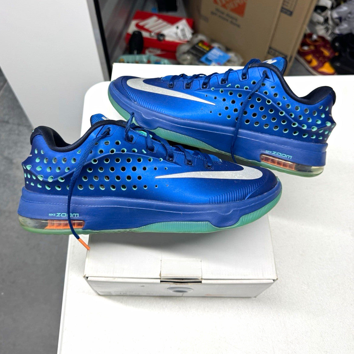 Nike KD 7 Elite Elevate Men's Basketball Sneakers Blue/Green Size 12
