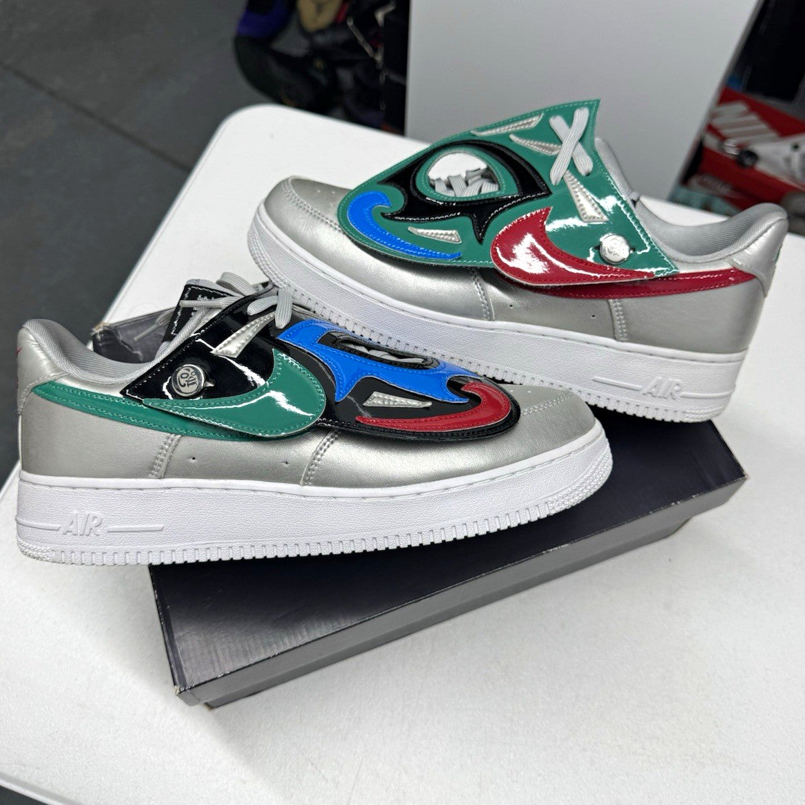 Nike Air Force 1 '07 LV8 Lucha Libre Metallic Silver Multi-Color SIZE 10.5